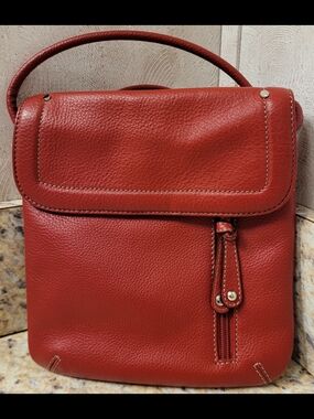Clarks Red Pebbled Leather Crossbody Bag